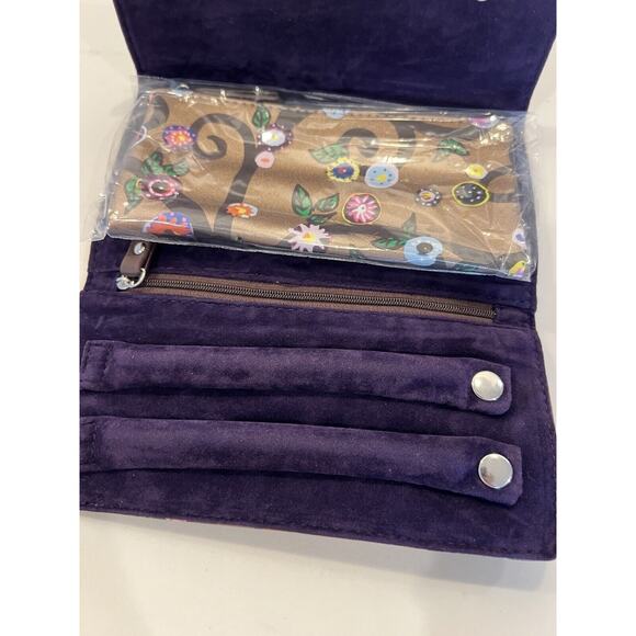 NEW St Jude Rose Metallic Gold Trifold Travel Jewelry Case Pouch Flower Vine - Picture 3 of 9